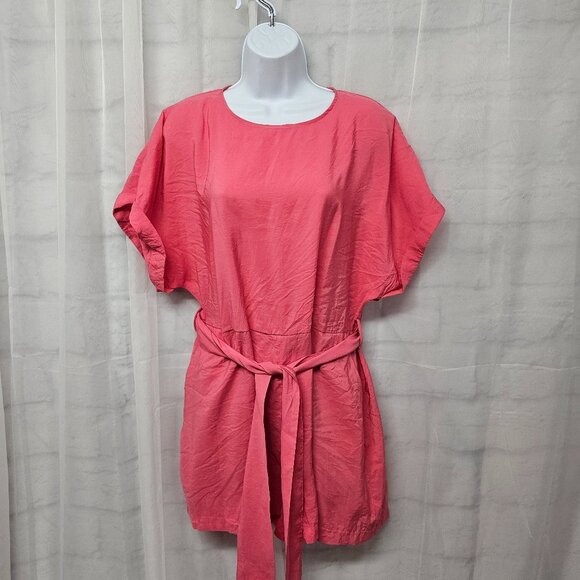Zara Barbie Pink Silky Romper Coquette Festival Summer Beach Belted L - Picture 2 of 12